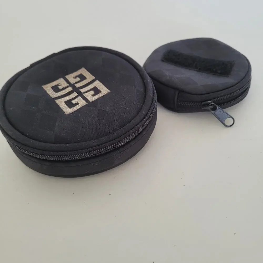 Givenchy Pouch Black Round Double‎ Zip Mesh Cosmetic Toiletry Bag Logo Medium